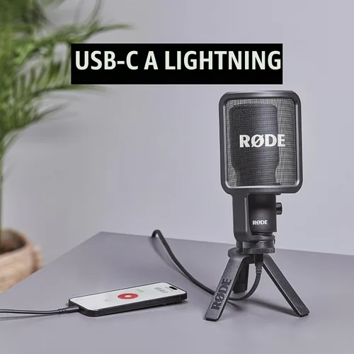Vista 2 de Cable USB-C a Lightning RØDE SC19 (4.9 ft, negro) Cable Lightning de 4.9 ft con conector USB-C y certificación MFi para micrófonos, iPhones y iPads