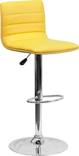 Vista 20 de Flash Funiture silla de bar ajustable con base cromada, Vinilo, Gris