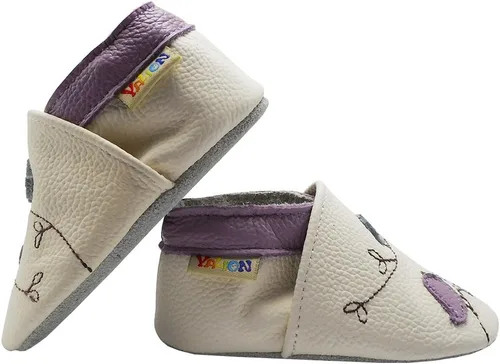 Vista 4 de YALION Mocasines para bebés niños y niñas, zapatos de cuero de suela suave, zapatos antideslizantes para cuna para bebés y niños pequeños