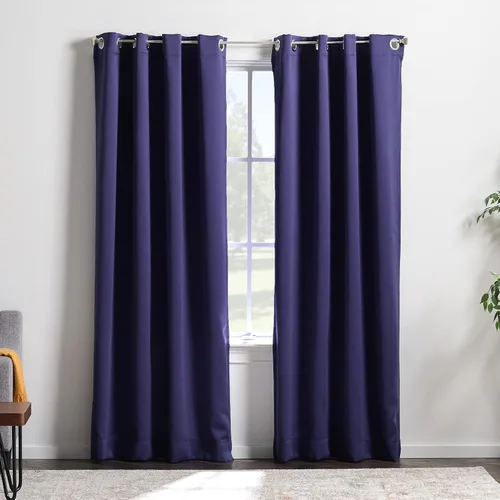 Vista 19 de Linenspa Juego de 2 paneles de cortinas 100% opacas, cortinas azul marino de 63 pulgadas de largo, aislamiento térmico, reducción de ruido