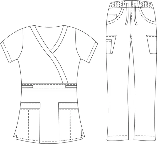 Vista 2 de Dagacci Medical Uniform Conjunto de ropa quirúrgica elástica y suave con cuello en Y y pantalones para mujer