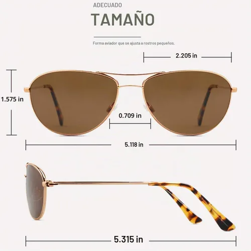 Vista 4 de MAXJULI Baby Sea 8017 - Gafas de sol polarizadas de aviador para cara pequeña y estrecha para mujeres y hombres Dorado/Marrón