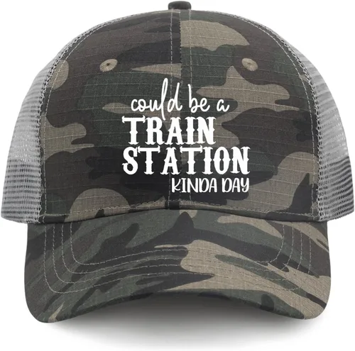 Vista 9 de devor Dad Hat Could be a Train Station Kinda Day Baseball Cap, Graphic Baseball Cap for Women