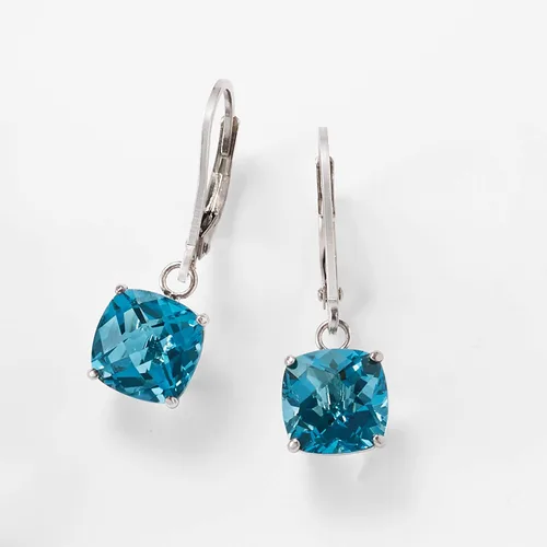 Vista 3 de Ross-Simons Aretes colgantes de topacio azul Londres de 5.00 quilates en plata de ley, Gema, topacio