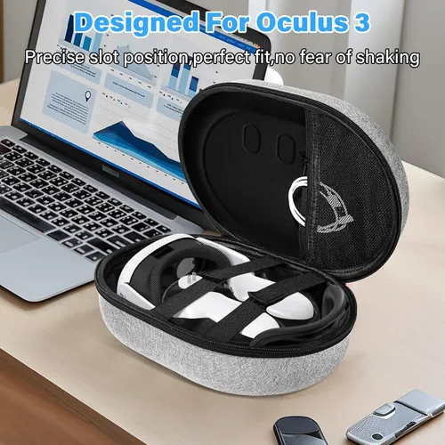 Vista 2 de Nepagz Funda rígida de transporte compatible con Oculus Quest 3, adecuada para viajes y almacenamiento en el hogar, accesorios de protección