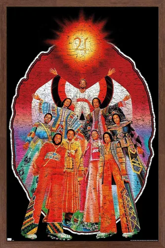 Vista 10 de Earth Wind & Fire - Póster de pared con banda, 22.4 pulgadas de largo x 14.7 pulgadas de ancho, versión enmarcada de madera de granero