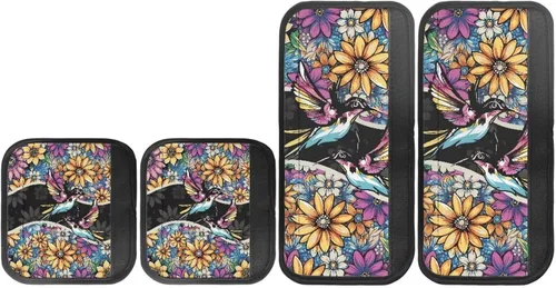 Vista 8 de Juego de 4 fundas para manijas de microondas con diseño de rayas de vaca tribal, azteca, decoración de cocina, antideslizantes, a prueba