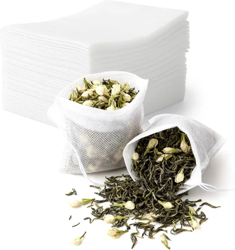 Vista 9 de TamBee Bolsas de té de 8 x 10 pulgadas, bolsa desechable para bricolaje, bolsas de té reutilizables para té suelto, bolsa vacía con cordón, bolsa