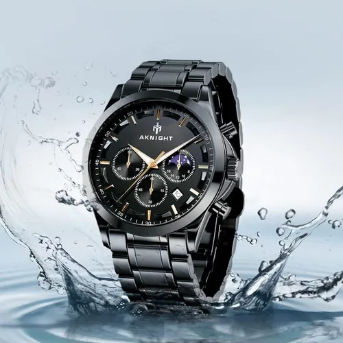 Vista 4 de AKNIGHT Men Watch Watch for Men Chronograph Analog Quartz Wristwatches Waterproof Wrist Watches Fashion Business Classic Watch, Easy Read Dress