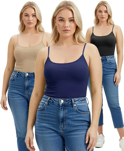 Vista 231 de Emmalise Camisola larga casual básica para mujer, con tirantes ajustables, top en capas