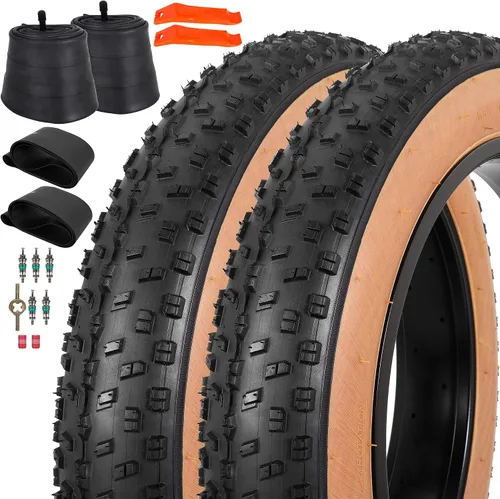 Vista 8 de Set of 20x4.0 Fat Tire and Tube, Puncture Resistant Folding Bike Tire Set 102-406 Compatible with E-Bike Mountain Bike MTB Bicycle All-Terrain