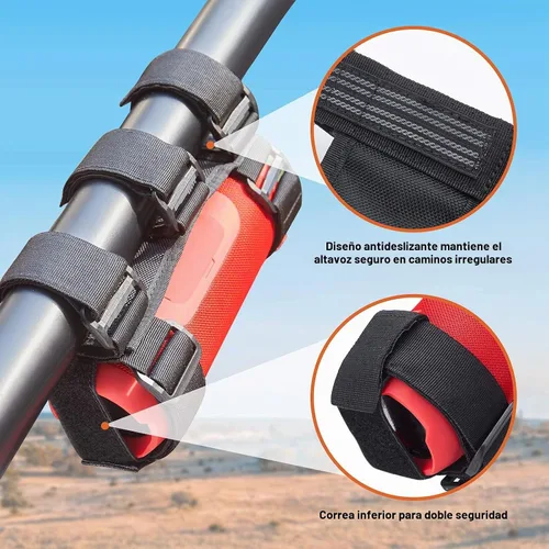 Vista 4 de KEMIMOTO Soporte para altavoz UTV, soporte portátil ajustable con 2 correas para altavoces para barra enrollable de 1.5" a 2.5", compatible