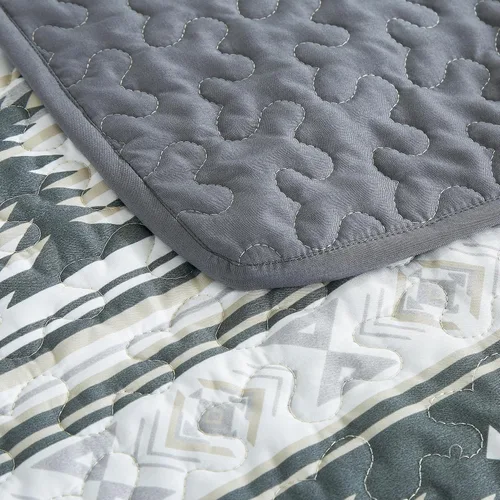 Vista 8 de Chezmoi Collection Remy - Juego de edredón de 2 piezas con motivo geométrico del suroeste, multicolor, gris, blanco, marrón claro, juego de colcha