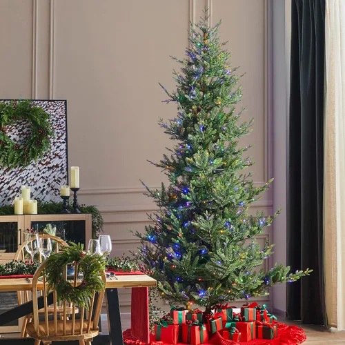 Vista 25 de Glitzhome Árbol de Navidad preiluminado, abeto artificial realista de 7.5 pies con 1,668 puntas y 680 luces centelleantes C3, 10 funciones de Aspen