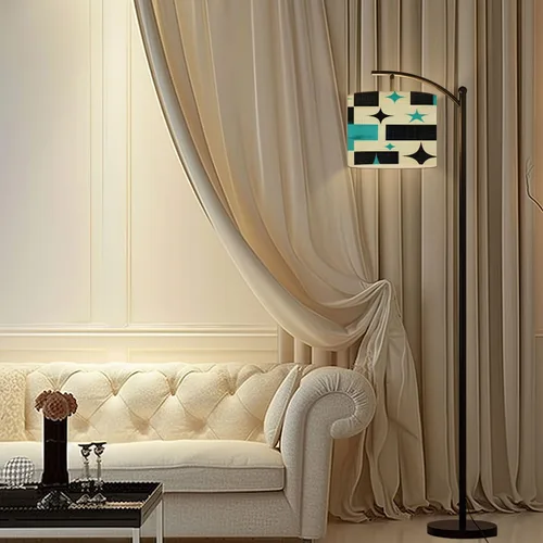 Vista 7 de Arc Floor Lamp Mid Century Retro Abstract Geometric Space Vintage Classic 1950S 1960S Tall Standing Lamp Modern Dimmable with Remote Adjustable Drum