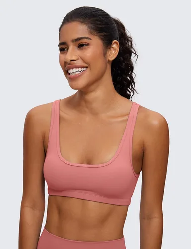 Vista 39 de CRZ YOGA Butterluxe - Mini brasier para mujer, cuello redondo, de bajo impacto, inalámbrico, deportivo, yoga, acolchado, para entrenamiento