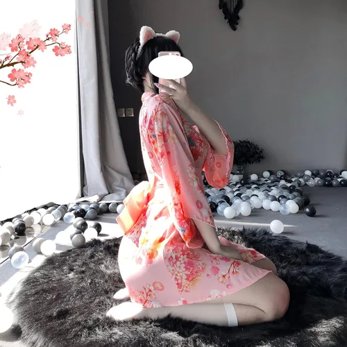 Vista 7 de SINGUYUN Conjunto de ropa interior para mujer, kimono de anime japonés, ropa interior de cosplay Yukata sexy