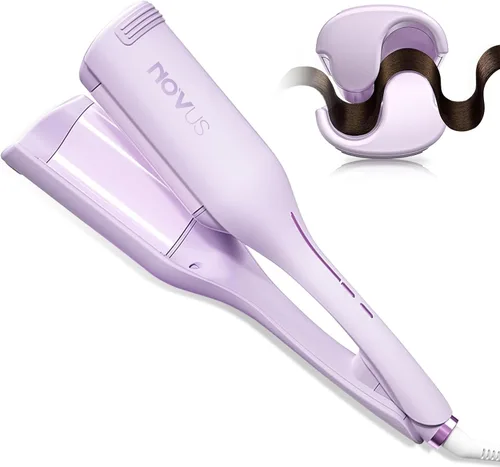 Vista 9 de NOVUS Rizador de Cabello Rizador de Ondas - Varita Rizador de 1.25 Pulgadas Anti-Quemaduras, Rizador de Cabello Iónico de Ondas Profundas con 2