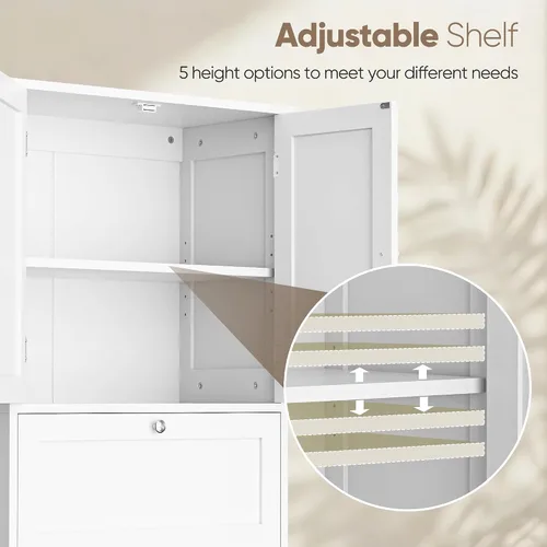 Vista 7 de ZenStyle Armario de almacenamiento de piso de baño, organizador de cocina con 2 cajones y 2 puertas, estante ajustable de 5 alturas independientes