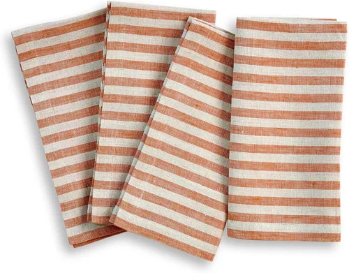 Vista 16 de Solino Home Amalfi - Manteles individuales a rayas, de 14 x 19 pulgadas, juego de 4 unidades, tela natural, lino europeo, 100 % lino puro, hechos a