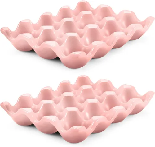 Vista 26 de Flexzion Bandeja de Cerámica para 12 Huevos - Portahuevos de Porcelana para Docena Completa Contenedor Organizador de Almacenamiento Soporte
