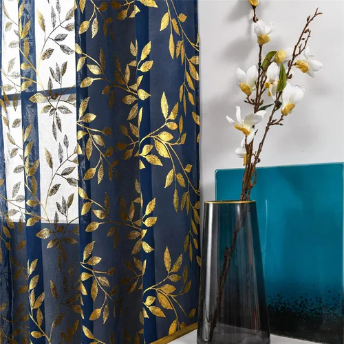Vista 31 de Deeprove Cortinas traslúcidas color aguamarina y dorado de 63 pulgadas de largo, 2 paneles para decoración de dormitorio, cocina, decoración