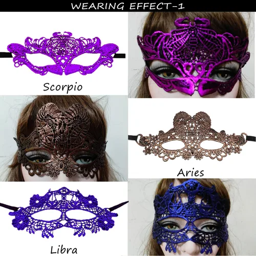 Vista 5 de 12 máscaras de encaje de constelaciones para mujer, sexy, para fiesta de baile, disfraz veneciano, 12