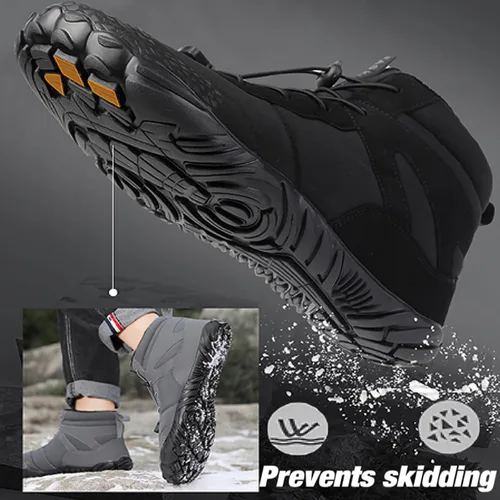Vista 4 de Dinint Zapatos descalzos para hombres y mujeres, puntera ancha, para invierno, minimalista, para senderos, acolchados, cálidos, casuales