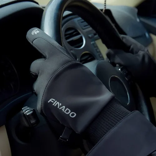 Vista 6 de FINADO 2 pares de guantes de invierno para hombres y mujeres, guantes térmicos para clima frío, resistentes al agua, resistentes al viento, guantes