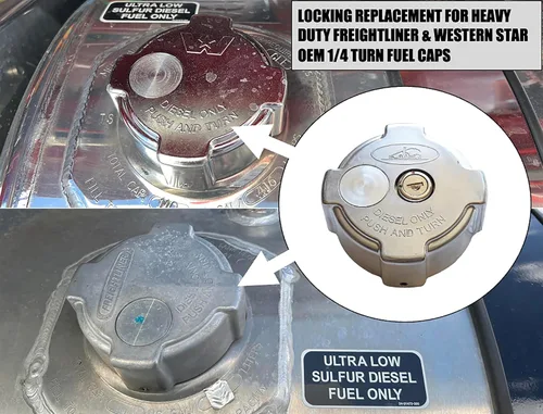 Vista 7 de Llaves iguales par 1/4 vuelta de bloqueo de aluminio diesel tapas de combustible para ciertos Freightliners