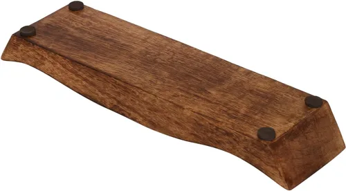 Vista 4 de eTroves Juego de portavelas de madera, portavelas votivas de madera de mango con diseño de barco de madera de mango, portavelas de madera