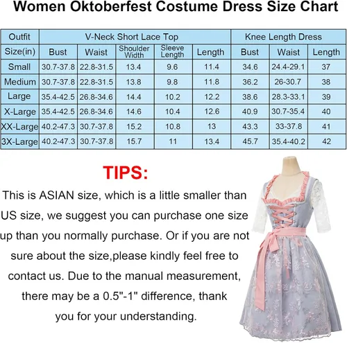 Vista 3 de LSYYSKB Disfraz de Oktoberfest para mujer, vestido de tirolesa bávara, vestidos alemanes, disfraces bávaros, vestido de tirolesa con cordones
