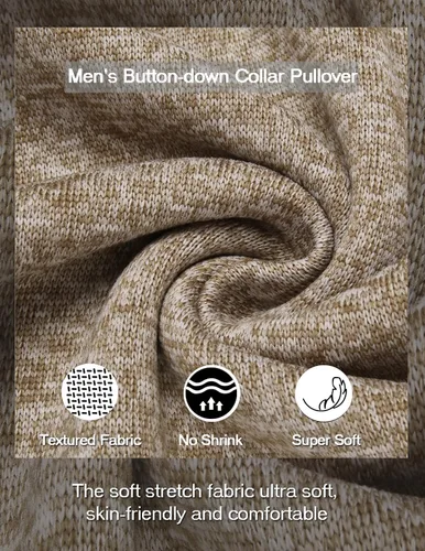 Vista 5 de COOFANDY Sudadera casual Henley de forro polar térmico para hombre