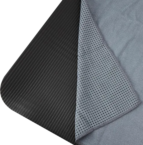 Vista 7 de Toalla de yoga antideslizante con puntos de agarre, toalla de microfibra absorbente del sudor para yoga, pilates, bikram y fitness, 72 x 24
