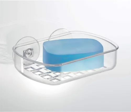 Vista 3 de iDesign - Jabonera de plástico sin BPA con ventosa, 5.25 x 4 x 2 pulgadas, transparente, 19600