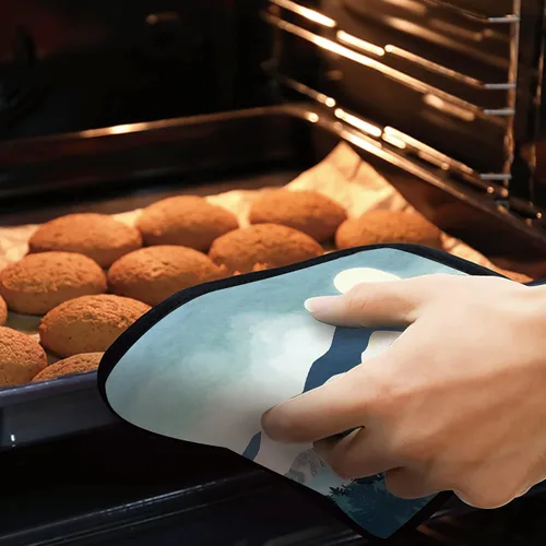 Vista 7 de Mountains Nature Scenery - Juego de 2 soportes para ollas de cocina resistentes al calor para microondas, horno, horno, platos finales y barbacoa