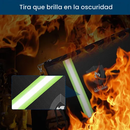Vista 4 de Paquete de 2 bolsas ignífugas resistentes a salpicaduras de agua con correa para la muñeca y tira reflectante, bolsa de almacenamiento resistente al