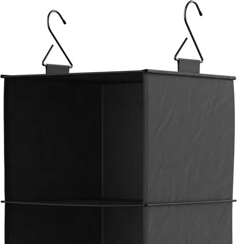 Vista 6 de ClosetMaid Organizador de armario colgante de tela de 3 estantes con barra de ropa para camisas, suéteres, pantalones, sombreros, zapatos, monederos