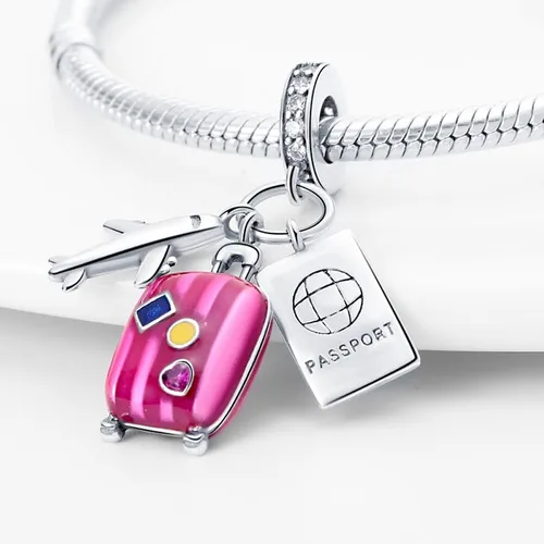 Vista 2 de Bead Charms fit Pandora Bracelet, 925 Sterling Silver Pendant Charm with 5A Cubic Zirconia for Necklace and Bracelet Birthday Mothers Day Jewelry