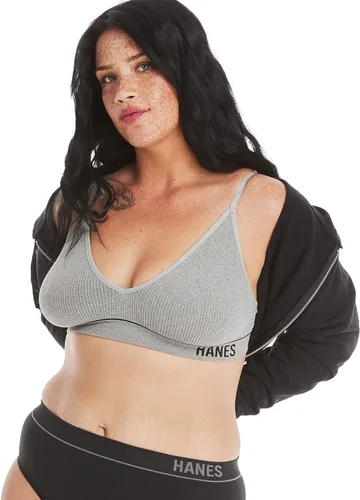 Vista 4 de Hanes Womens Originals Seamless Triangle Rib Bralette, Ribbed Wirefree Bra, ComfortFlex Fit