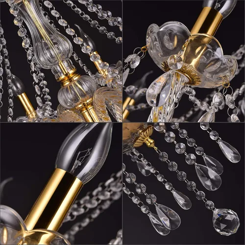 Vista 5 de lámparas de araña de cristal K9 tipo candelabro con 10 luces, lámpara colgante para techo, lámpara de montaje para comedor, sala de estar