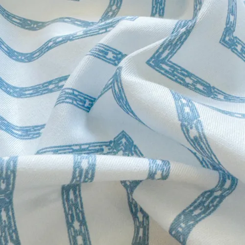 Vista 5 de LIWHENHAO - Juego de funda de edredón geométrica tamaño Individual, 100% algodón, azul con rayas de cadenas, a cuadros sobre blanco, 1 funda