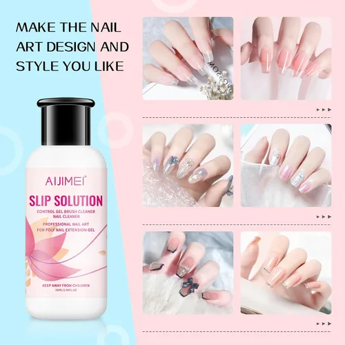 Vista 6 de Juego de soluciones deslizantes de uñas de 2.0 fl oz/2fl.oz Solución deslizante para uñas de gel de polietileno, extensión de uñas, solución