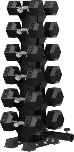 Vista 18 de HANDBODE Dumbbell Set with A-Frame Rack, Rubber Coated Dumbbells 260-600 lb