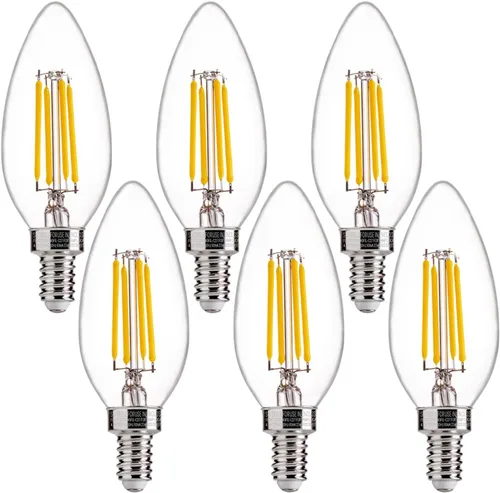 Vista 20 de FLSNT Bombillas LED ámbar para candelabros equivalentes a 40 W, bombillas LED B11 E12, 2200 K blanco cálido, regulable, 330 lm, 96 unidades UL