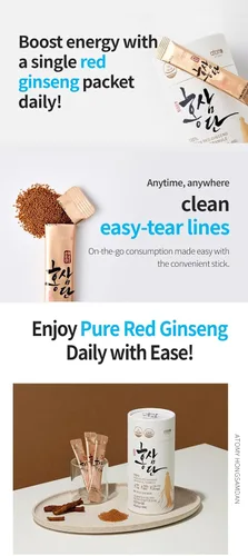 Vista 6 de Gránulos esféricos de ginseng rojo coreano (Hongsamdan) - Ginseng rojo 100% puro, 60 barras (2 cajas), apoyo inmunológico y refuerzo de energía