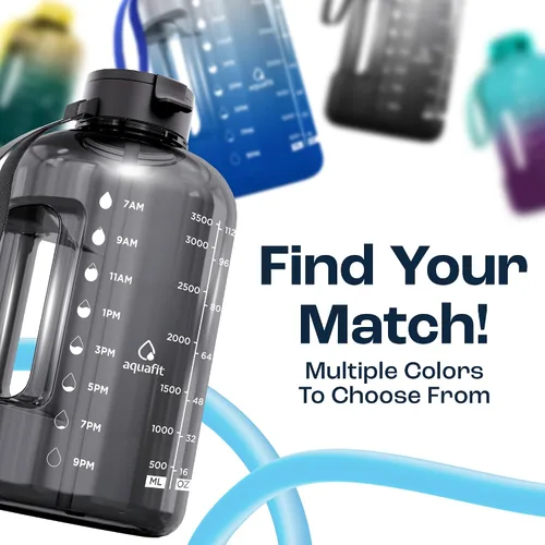 Vista 8 de AQUAFIT 1 Gallon Water Bottle with Time Marker Aguamarina