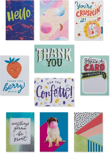Vista 4 de American Greetings Mini tarjetas de notas para niños, Happy Vibes (40 unidades)