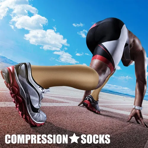 Vista 3 de CHARMKING Calcetines de compresión para mujeres y hombres, 4 pares de 15-20 mmHg, mejor apoyo para atletismo, correr, ciclismo