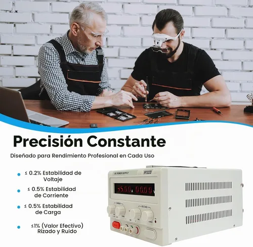 Vista 3 de Fuente de alimentación de CC variable 0-30V 0-20A, fuente de alimentación de banco de CC regulada de conmutación ajustable, protección múltiple de 4